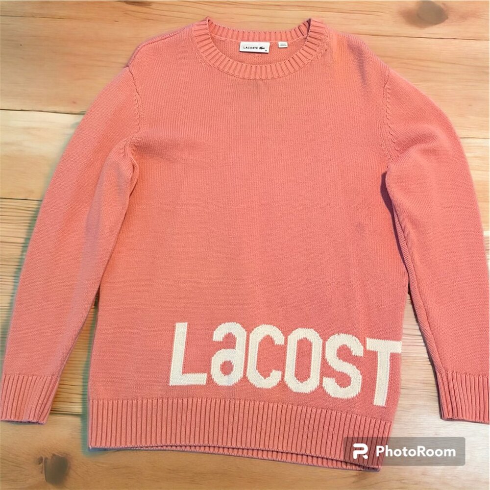 Lacoste Womens Orange Knit Sweater Size 38 Medium